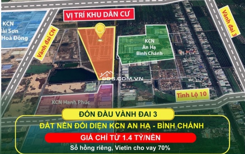 Bán gấp lô đất giáp ranh TPHCM có diện tích 90m² giá chỉ 1 tỷ 2