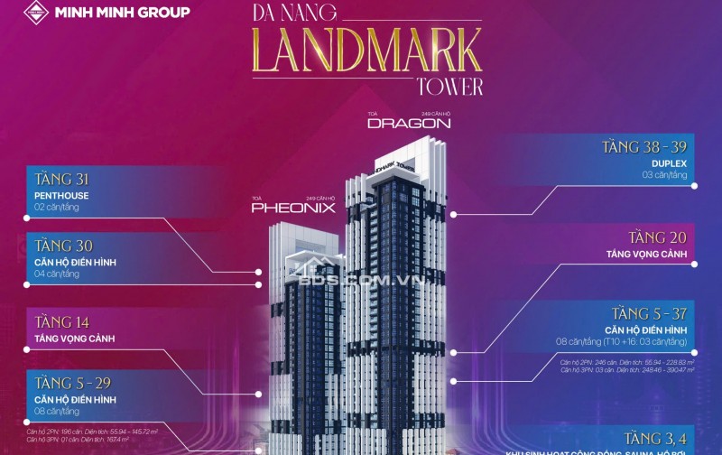 Đà Nẵng Landmark Tower mặt tiền đường Bạch Đằng sông Hàn thơ mộng