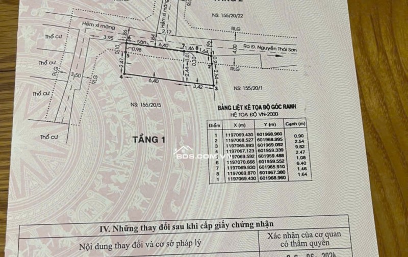 Bán Nhà 155/20/3 Nguyễn Thái Sơn,Phường 4 ,Gò vấp