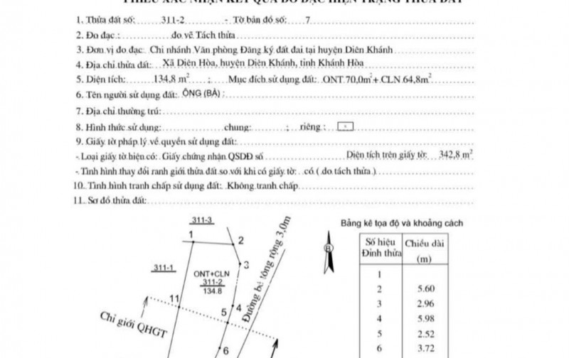 Chỉ 730 triệu/ lô có ngay lô đất đường nhựa. Diên Hoà - Diên Khánh