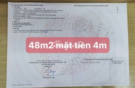 Chính chủ gửi bán lô đất dịch vụ vân canh diện tích 48m, MT: 4m giá 7ty5