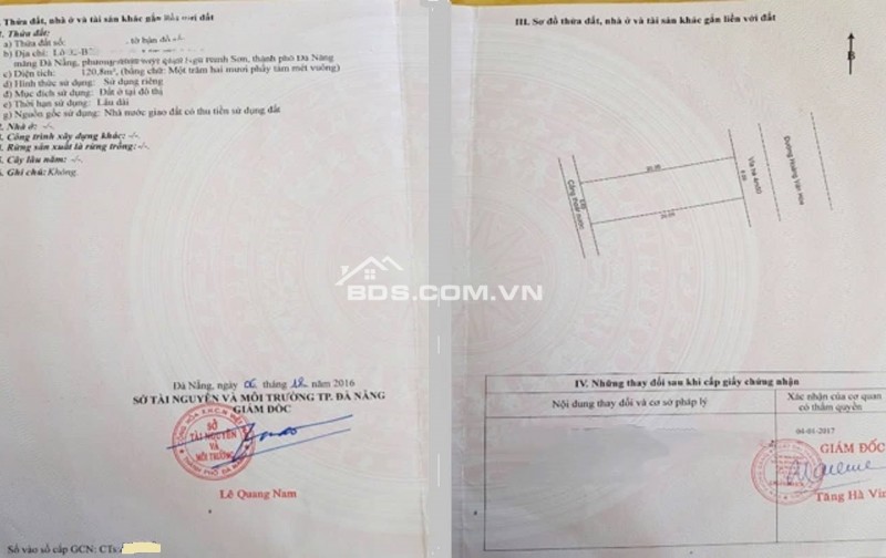 ĐÀ NẴNG: LÔ ĐẤT DT: 121m2 (6 x20,1) ĐƯỜNG 7,5m NGAY BÙI TÁ HÁN, KHU NAM VIỆT Á GIÁ SỤP HẦM.