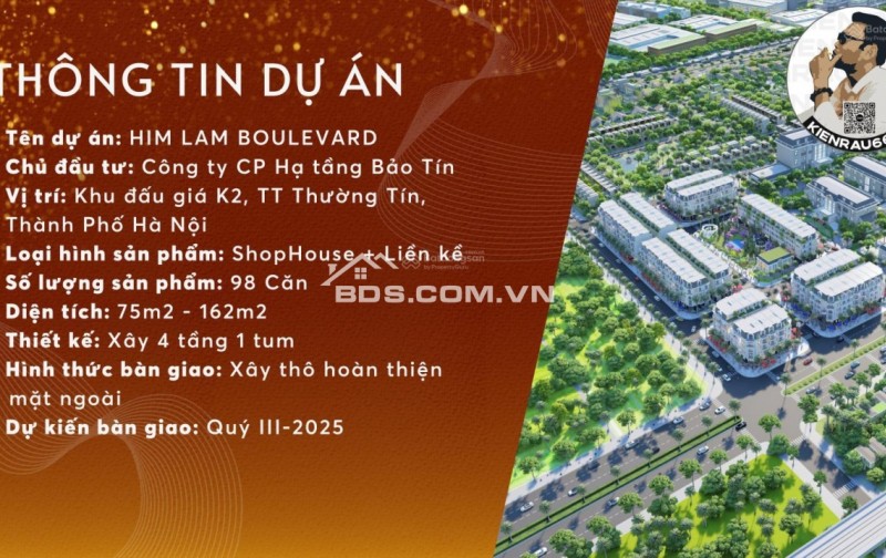 Cực HIẾM chỉ 8lô LK 2Mặt tiền Himlam Boulevard, hướng N công viên, kinh doanh hết nước chấm, CK Cao