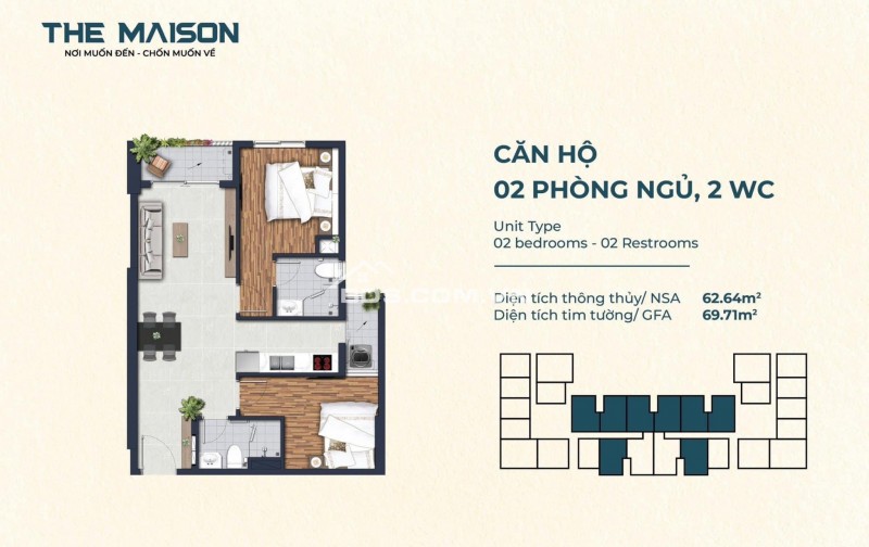 Bán căn hộ THE MAISON, giá 2 tỷ có ngân hàng cho vay 70%, nhà mới 100%