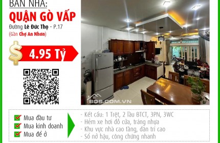 Bán gấp nhà 3 tầng, 3PN, HXH Lê Đức Thọ - Gò Vấp, hẻm xe hơi, giá 4.95 tỷ