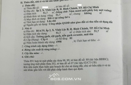 Bán nhà cấp 4 DT 4x11 (52m²) nở hậu L. Giá 2,350 tỷ SHR Full nội thất Vĩnh Lộc B