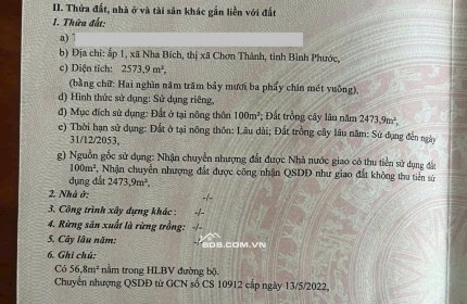 Bán lô đất tại ấp 1, xã Nha Bích, thị xã Chơn Thành, Bình Phước