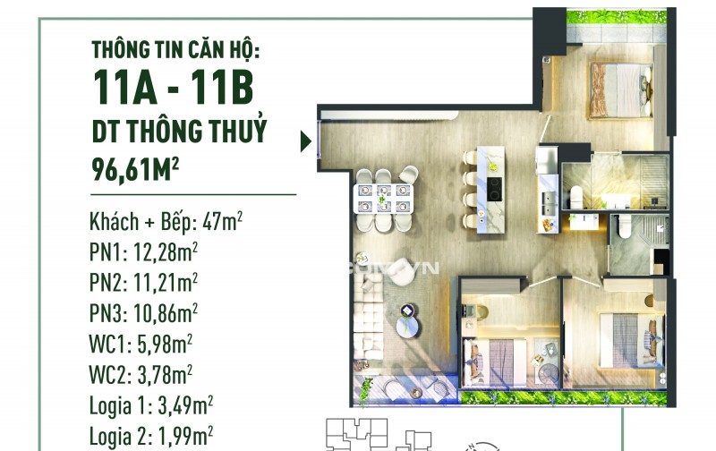 Tặng ngay 1 cây vàng khi mua căn hộ 3PN 96m2 tại The Fibonan, trực tiếp CĐT giá nhỉnh 5.1 tỷ