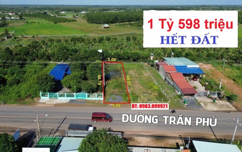 Bán đất Mặt Tiền rẻ nhất đường Trần Phú thành phố Tây Ninh