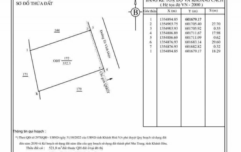 Cần bán lô đất mặt tiền đường Tô Vĩnh Diện, P. Phương Sài, TP Nha Trang, DT 521m2 . Giá 60 tỉ, còn TL