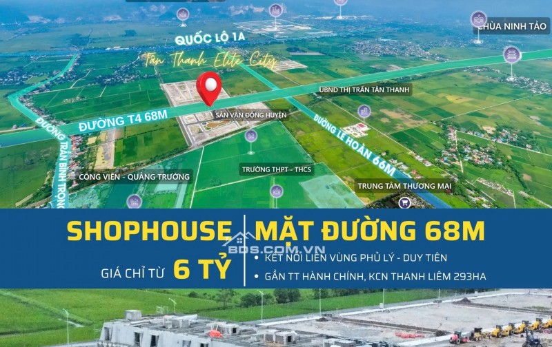 Mở bán Đất nền liền kề, biệt thự và shophouse mặt đường trục kinh tế T4 68m tại khu đô thị kiểu mẫu Tân Thanh Elite City, cạnh Trung tâm hành chính