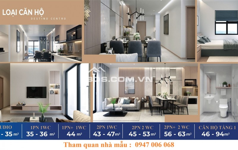 Căn hộ chung cư Destino Centro 50m2 2PN giá rẻ đợt mở bán T1/2025