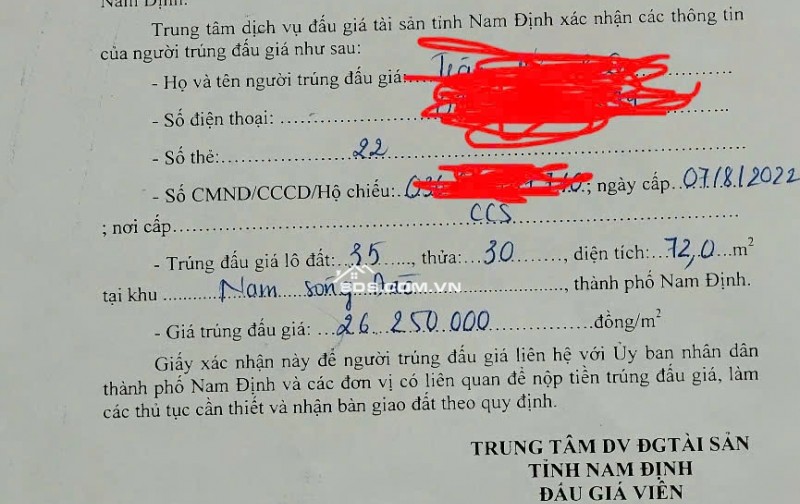 Bán lô đô thị nam sông đào lô 35 thửa30