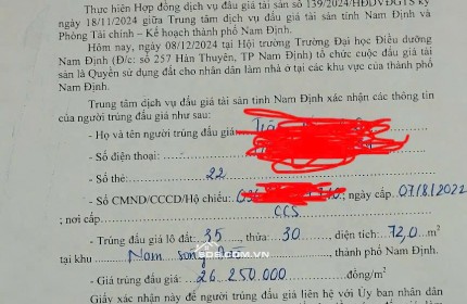 Bán lô đô thị nam sông đào lô 35 thửa30