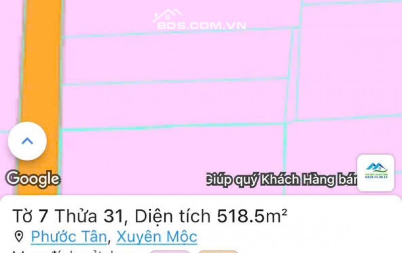 Nhà Trệt DT 518.8m2 Có Thổ Cư 100m2 Tại xã Phước Tân, huyện Xuyên Mộc, Bà Rịa - Vũng Tàu