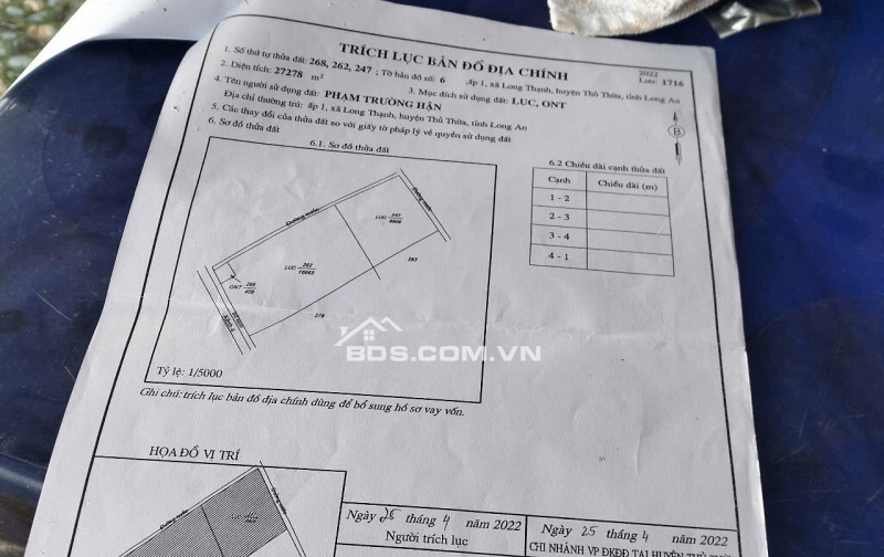 Bán 2.7 mẫu đât có thổ lúa sổ hiện đường ô tô