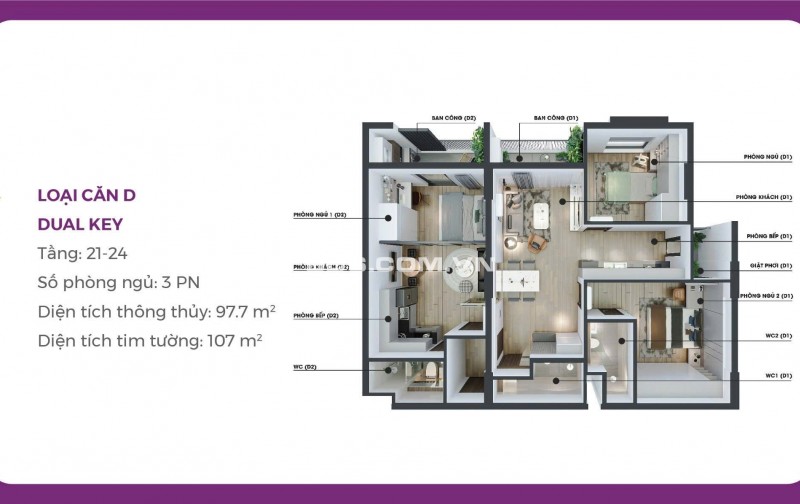 Căn hộ Mia – Không gian sống 100m2 dành cho vợ chồng trẻ