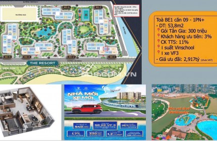 Hàng THƠM CĐT căn hộ BEVERLY 1PN+  Vinhomes Grand Park