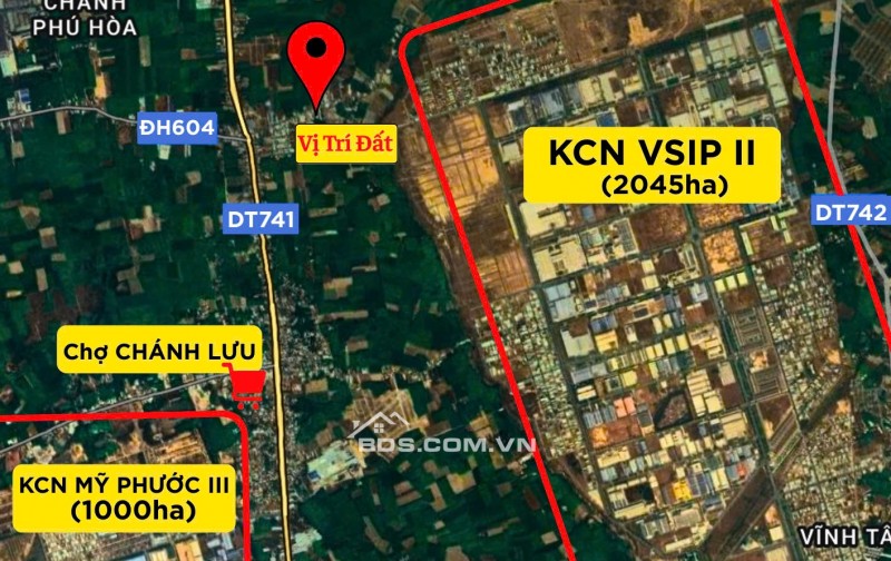 Đất nền sổ sẵn KCN VSIP 2 Bình Dươn giá rẻ chỉ cần 375tr