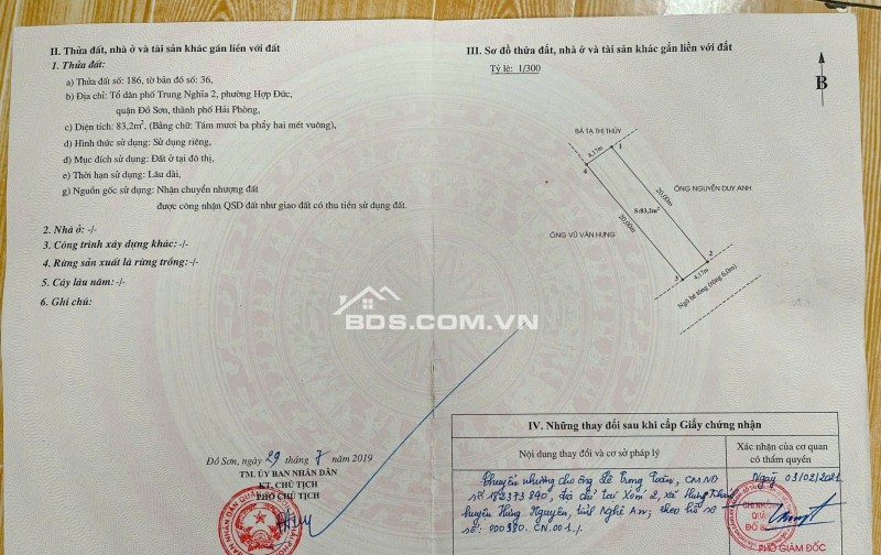 Cần bán lô đất tại Trung Nghĩa 2, Hợp Đức, Đồ Sơn, Hải Phòng