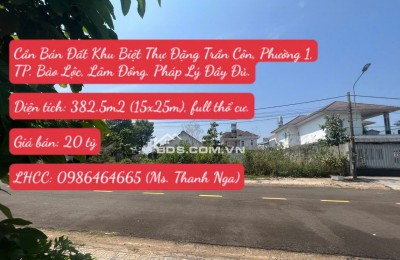 Bán Đất Khu Biệt Thự Đặng Trần Côn, Phường 1, TP. Bảo Lộc, Lâm Đồng. Pháp Lý Đầy Đủ.