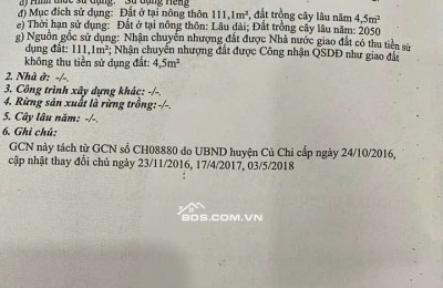 Cần bán Gấp nhà 115m2 Thổ Cư, Đường Hồ Văn Tắng, Xã Tân Phú Trung, Củ Chi giá 550 Triệu có SHR.