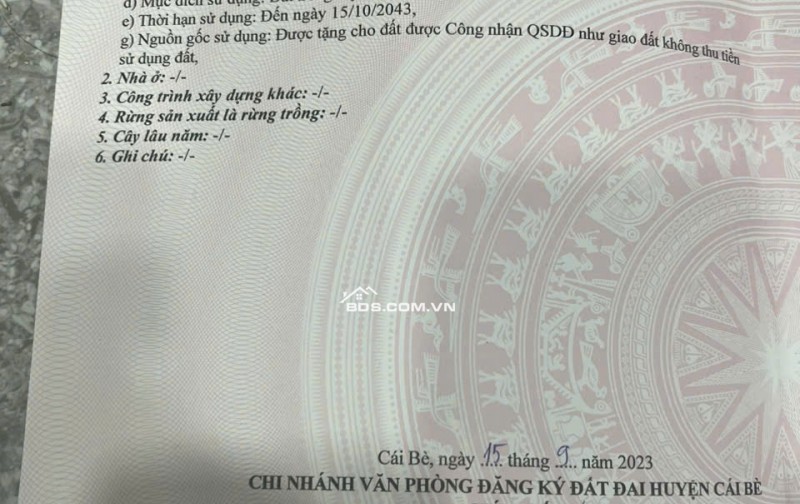 Bán lô đất đẹp ngay trung tâm Xã Đông Hòa Hiệp, Cái Bè, Tiền Giang