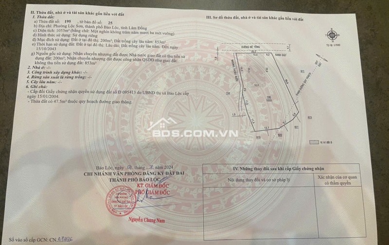 Chính Chủ Bán Đất 2 Mặt Tiền Đường Bê Tông Tại Phường Lộc Sơn , TP.Bảo lộc, Tỉnh Lâm Đồng