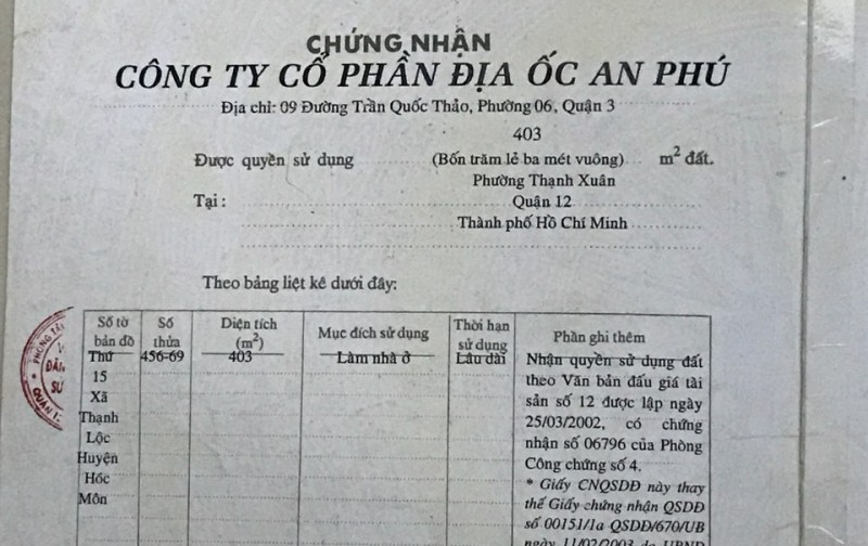Bán biệt thự + kho 845m2 khu BT Thạnh Xuân Quận 12