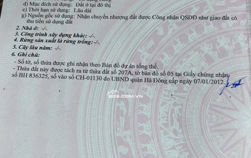 Bán gấp lô đất nền tuyệt đẹp 47.8m2 Biên Giang-Hà Đông.