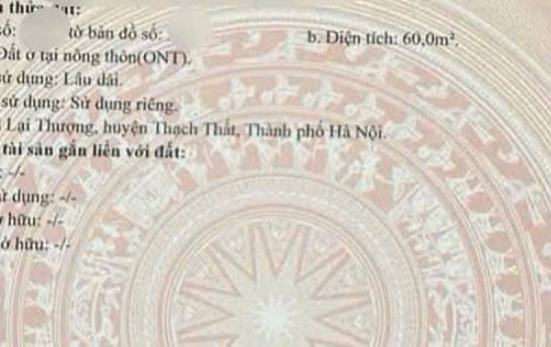 BÁN LÔ ĐẤT 60m² (A5) giá 1,470 tỷ tại - LẠI KHÁNH, LẠI THƯỢNG, THẠCH THẤT