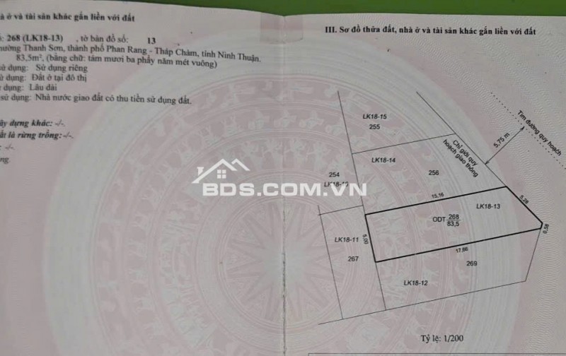 BÁN LÔ ĐẤT83,5M2 NGANG 5,28 GẦN CHUNG CƯ HACOM