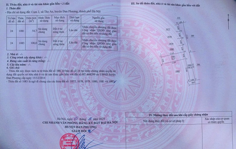 Bán 54.7m. Cụm 2 thọ an. Đan phượng. Hà nội. Giá 2.899tr