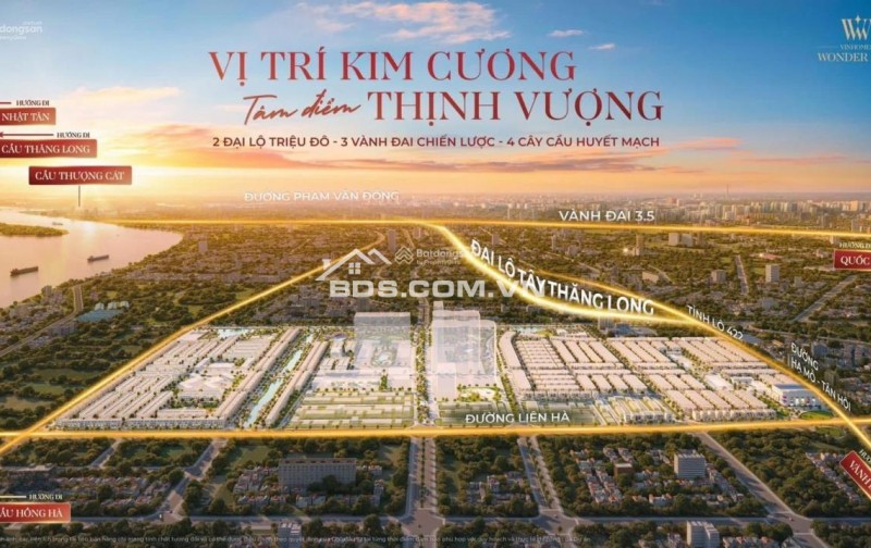 Liền kề Hừng đông- Vinhomes Wonder City- Đan Phượng, 120m2, mặt tiền 10m,2 mặt thoáng, thích hợp cafe sân vườn, kinh doanh mở...