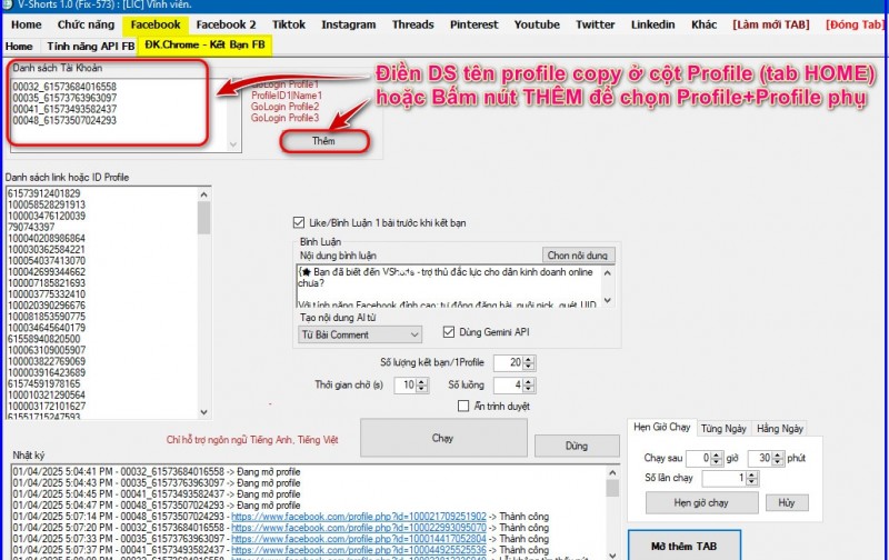 Phần mềm Đăng Marketplace Vshorts Tự động mọi tính năng trên Facebook