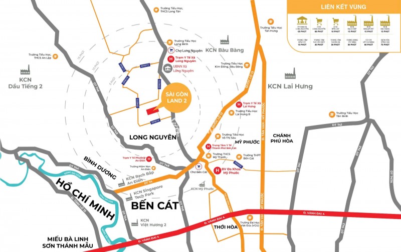 Dự án KDC SAIGON LAND 2, Long Nguyên, Bàu Bàng. DT: 100m2, Giá 450Tr. SHR.