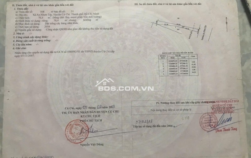 Bán lô đất mặt tiền đường An Nhơn Tây, 1100m2, 4,6 tỷ