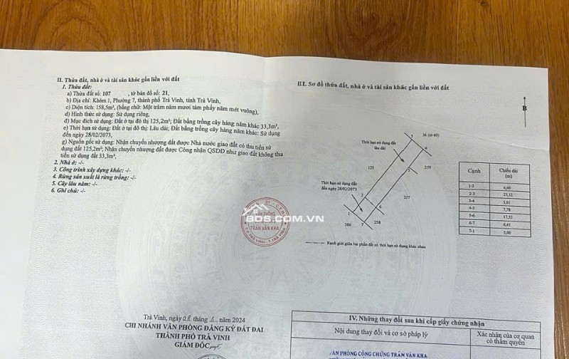Bán 158,5 Đất Mặt Tiền Đường Trần Văn Khê, Phường 7, Thành Phố Trà Vinh. Dự Kiến Mở Đường Lộ Lớn