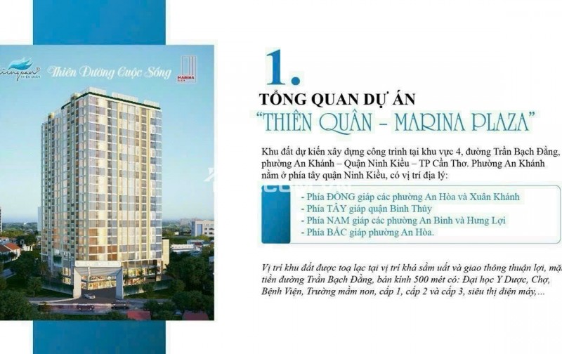 CHUNG CƯ THIÊN QUÂN MARINA PLAZA - Dự án chung cư cao cấp duy nhất tại Quận Ninh Kiều hiện tại
