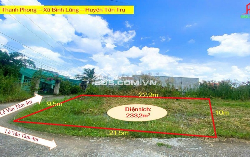 BÁN GẤP LÔ ĐẤT 2 MẶT TIỀN - NGAY CẠNH TP. TÂN AN – GIÁ CHỈ HƠN 5 TRIỆU/M² (CHỈ 1.250 TỶ)