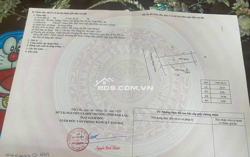 Cần bán lô đất thổ cư mặt tiền đường nhựa xã Hòa Thắng, TP. Buôn Ma Thuột