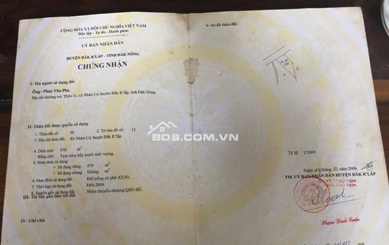 Cần bán lô đất lớn thôn 11, xã Nhân Cơ, huyện Đắk R'Lấp, tỉnh ĐắkNông