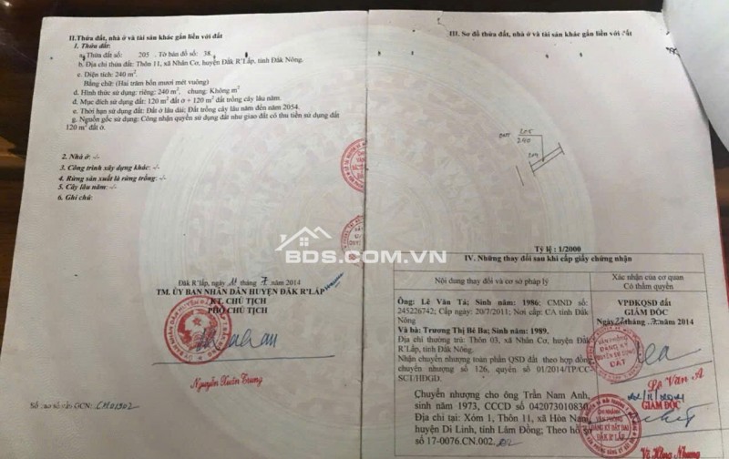 Cần bán lô đất lớn thôn 11, xã Nhân Cơ, huyện Đắk R'Lấp, tỉnh ĐắkNông