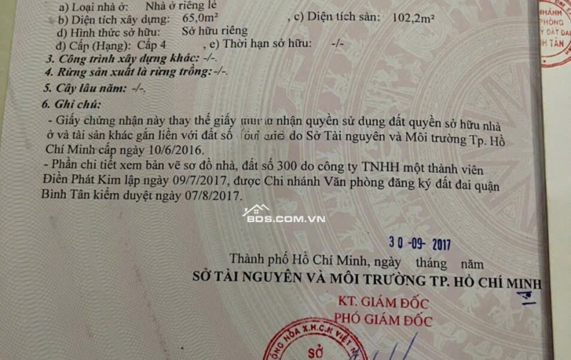 BÁN NHÀ MẶT TIỀN ĐƯỜNG SỐ 9 - BHH - 102m2 - Giá chỉ 5,95 tỷ