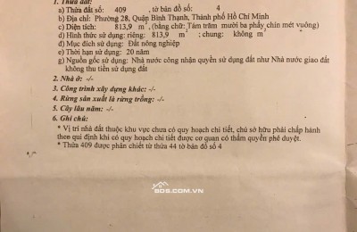 Bán gấp đất thi hành án chính chủ phường 28 quận Bình Thạnh