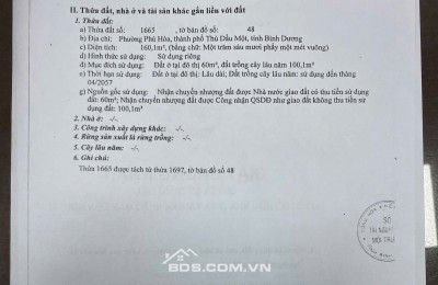 Bán lô đất 1/ đường Nguyễn Thị Minh Khai, Phú Hòa, Thủ Dầu Một, BD