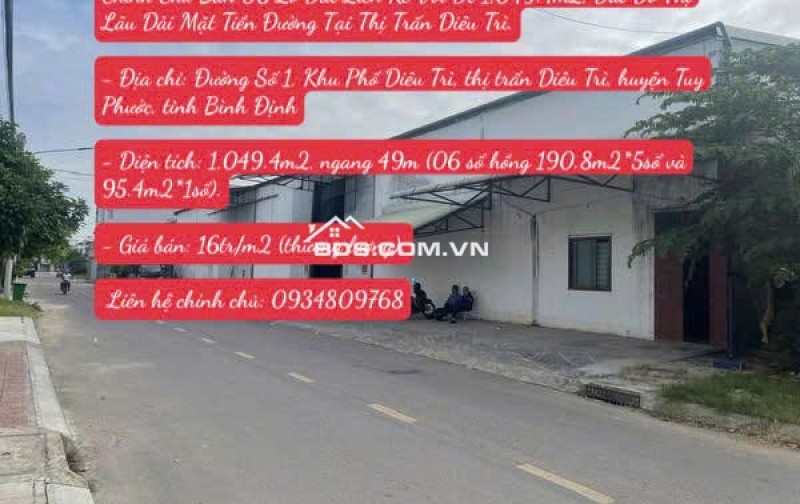 Chính Chủ Bán 06 Lô Đất Liền Kề Dt 1,049.4m2, Đất Đô Thị Lâu Dài Mặt Tiền Đường Tại T.T Diêu Trì