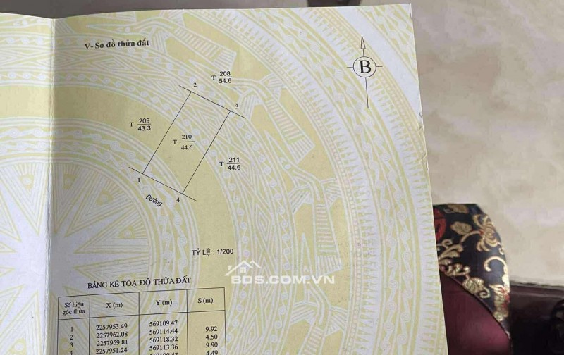 BÁN ĐẤT KHU ĐỒNG QUÝT - ĐƯỜNG VŨ CÔNG TỰ 45M2 GIÁ 2.55 TỶ