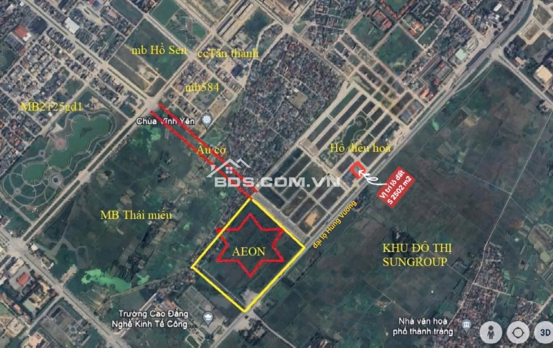 Bán 2500m2 DVTM bên cạnh Aeon Mall Thanh hoá. 3 mặt đường