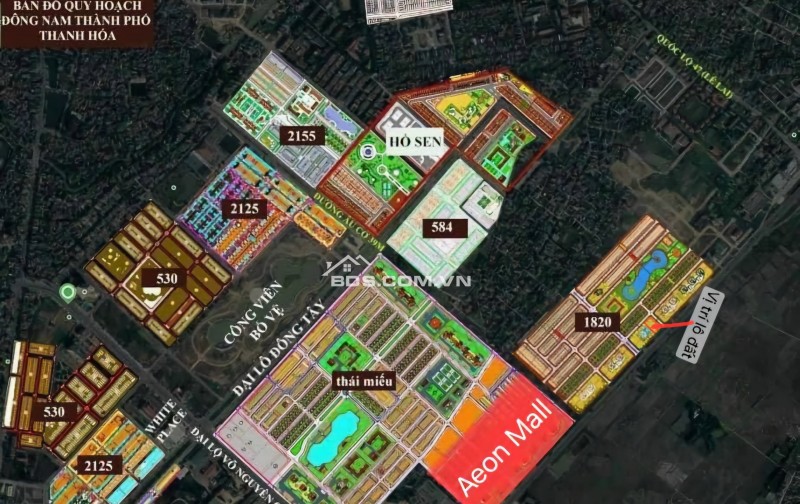 Bán 2500m2 DVTM bên cạnh Aeon Mall Thanh hoá. 3 mặt đường